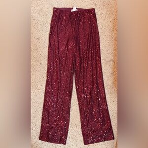 H&M Burgundy Sequin Pants